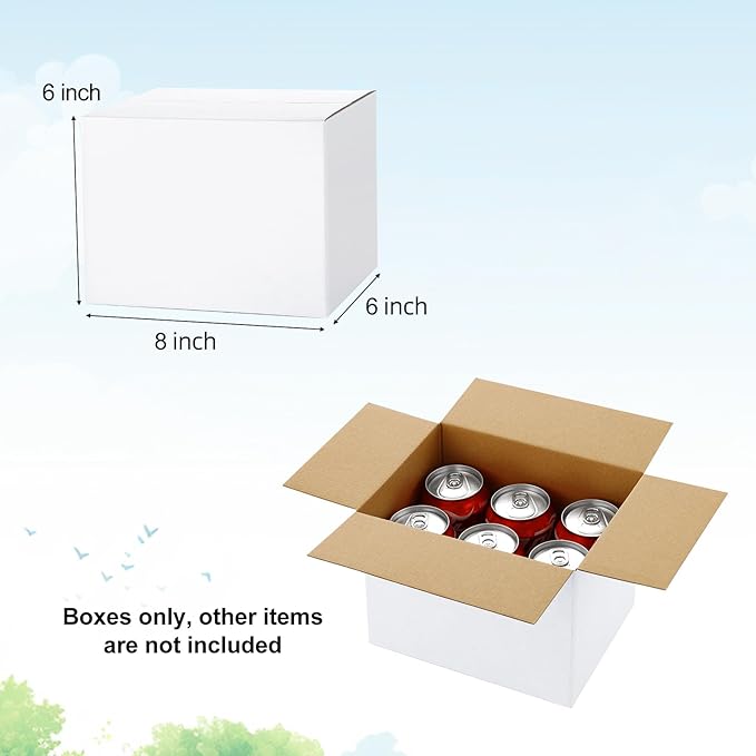 Famagic Small Shipping Boxes 8x6x6 Inch 10 Pack White Box Corrugated Cardboard - Image 2