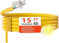 HUANCHAIN 15 ft 14/3 Gauge Heavy Duty Outdoor Extension Cord Waterproof by huanchain