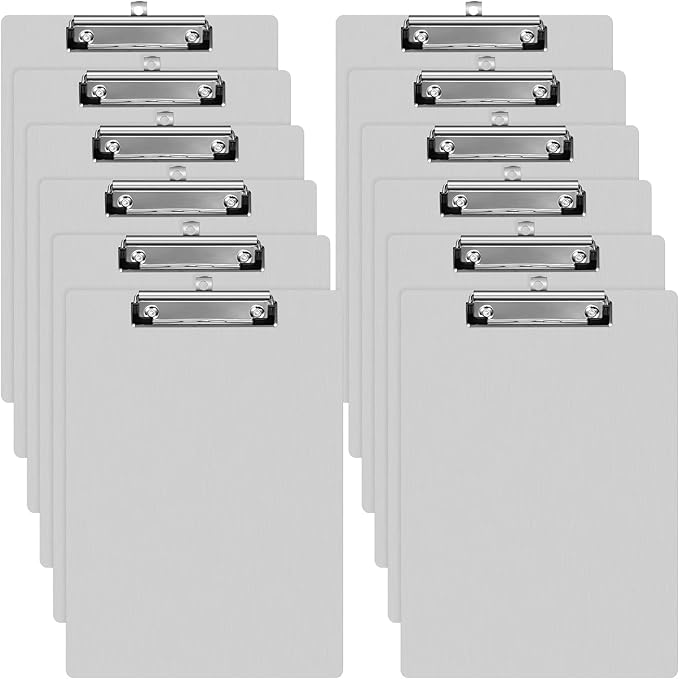 Epakh 12 Pieces Clipboard Bulks Metal Clipboard Aluminum Office Low Profile by Epakh