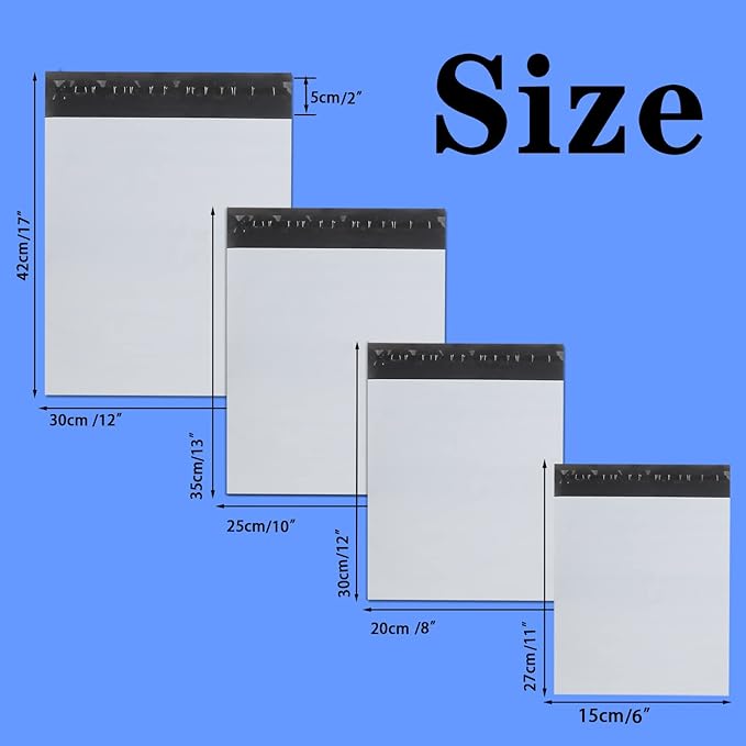 newlng Poly Mailers Shipping Bags Mailing bags100pcs 4 Assorted Sizes White - Image 2