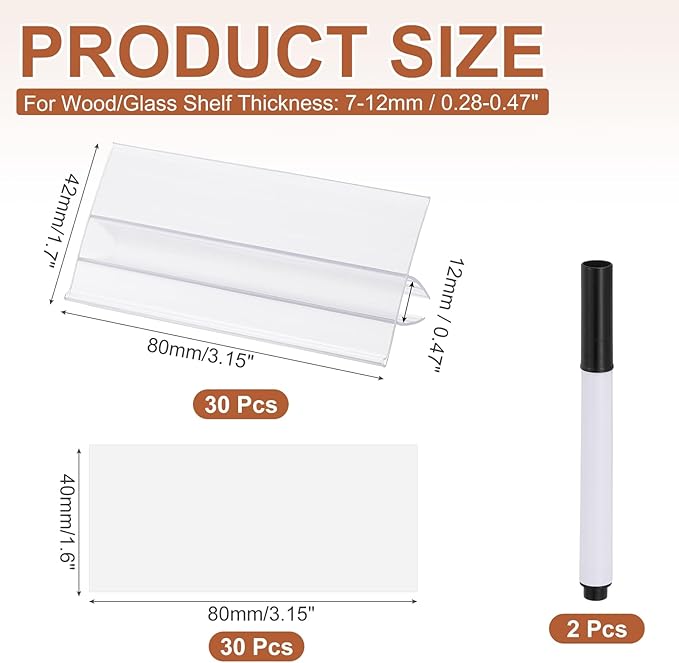 PATIKIL 3.1" x 1.7" Wire Shelf Label Holder, 30 Pack Reusable Plastic Price Tag - Image 2