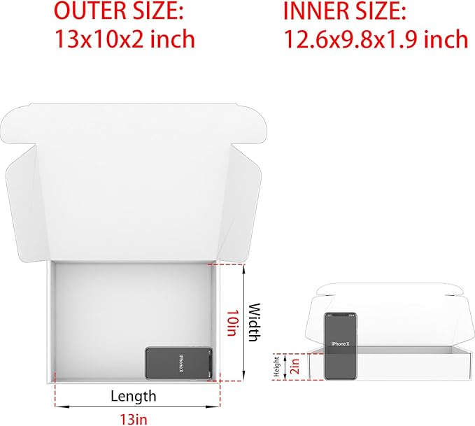 Brown Shipping Boxes for Small Business Pack of 25-13x10x2 inches Cardboard - Image 2