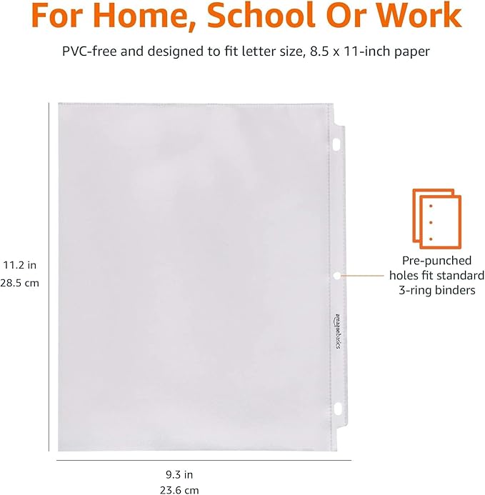 Amazon Basics Sheet Protectors for 3 Ring Binder, Heavyweight, Polypropylene - Image 3