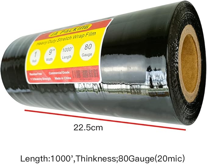 Stretch Wrap/Film Black Industrial Strength Extra Thick 9” x 1000ft 80 Gauge - Image 2