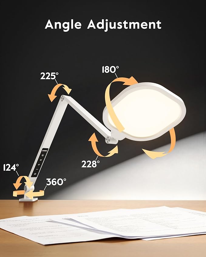 Led Desk Lamp with Clamp, 1200LM Dimmable Home Office Desktop Light, - Image 5