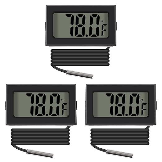 3pcs Black Digital LCD Thermometer Temperature Monitor by ACEIRMC