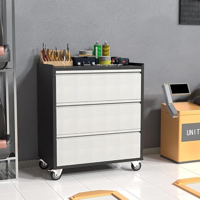 3 Drawer Rolling Garage Storage Cabinet, Small Metal Tool Cabinet - Image 2