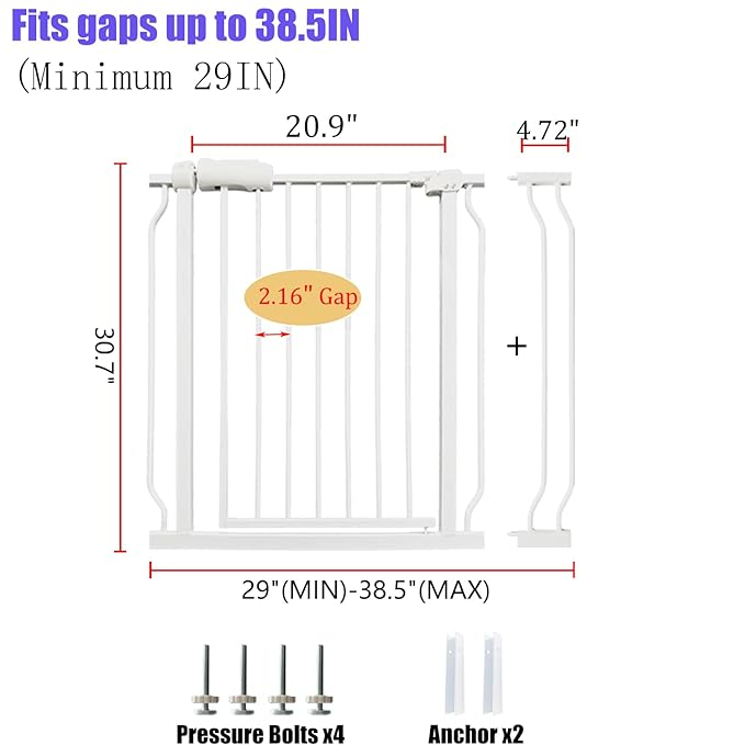 Walk Through Baby & Dog Gate 29-38.5 Inch, Pressure Mounted No Drilling - Image 2