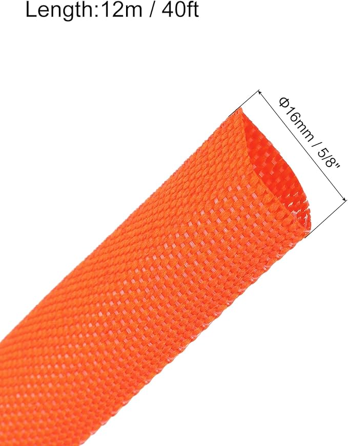 MECCANIXITY Braided Cable Sleeves Heat Shrinkable Fabric Sleeving, 5/8" 40ft - Image 2