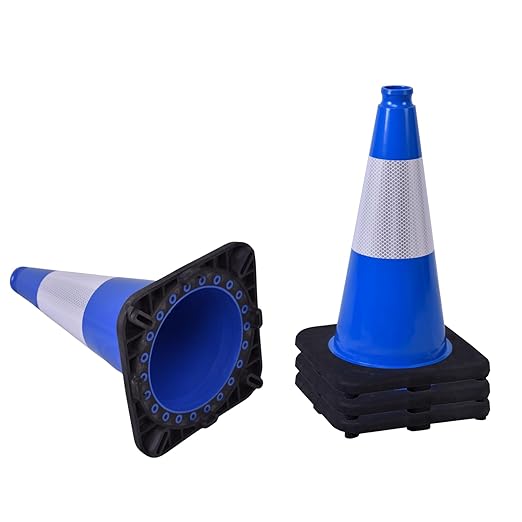 4 Pack 18 Inch Blue Safety Cones Durable by OranclUS
