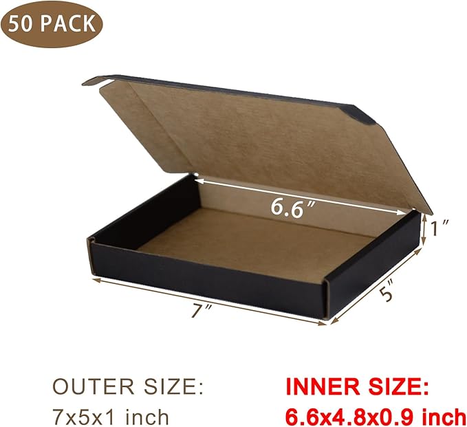 50 Pack 7x5x1 Inches Small Shipping Boxes, Moving Mailing Packing Box - Image 2