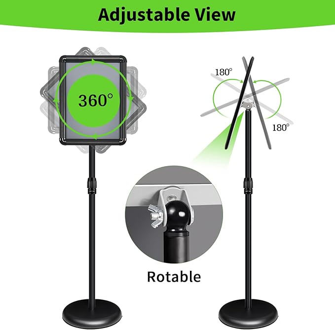 Adjustable Pedestal Sign Holder Stand 8.5''x11'', Floor Standing Poster Sign - Image 4