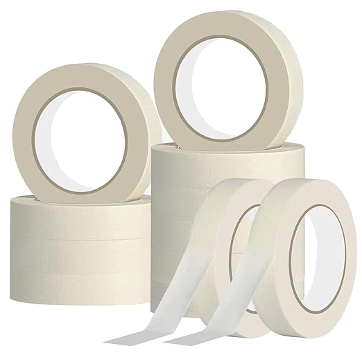 Masking Tape 1 inch Wide, 12 Rolls General Purpose Masking Tape Bulk by JayJayup