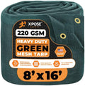 Xpose Safety Heavy Duty Green Mesh Tarp 8' x 16' – 70% Sunblock Shade Cloth with Grommets for Garden, Fence, Privacy Screen, Canopies, Dump Trucks, Pool Cover – Tear & Weather Resistant by XposeSafety