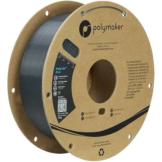 Polymaker PLA Filament, Dark Grey 3D Printing PLA Filament 1.75mm 1kg by Polymaker