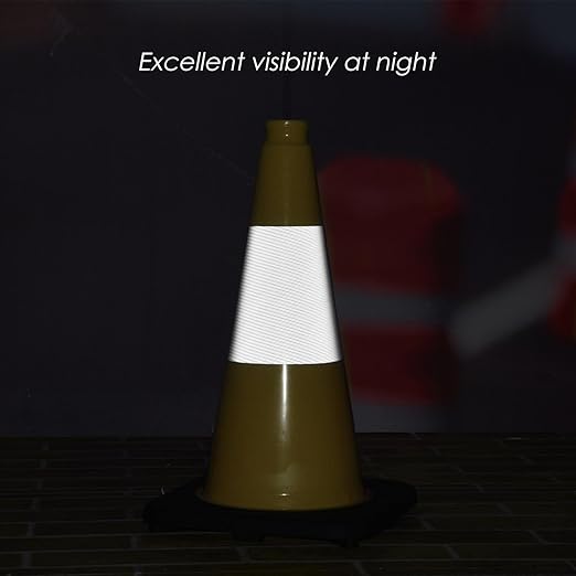6 Pack 18" Inch Yellow PVC Traffic Cones - Image 6