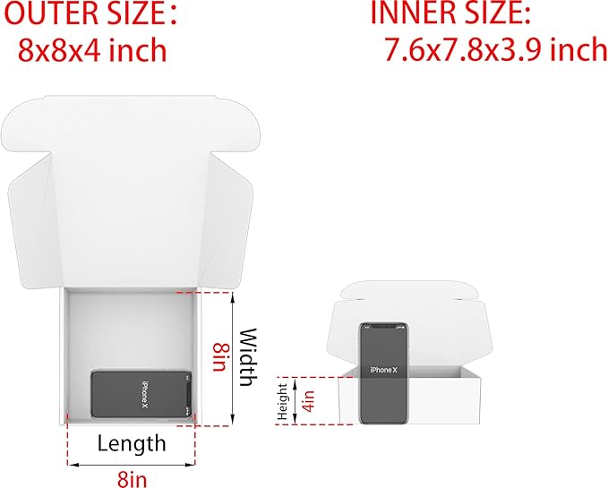 Small Pink Shipping Boxes for Small Business Pack of 25-8x8x4 inches Cardboard - Image 2