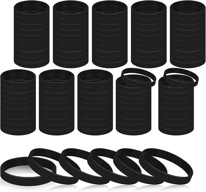 100 Pieces Blank Rubber Bracelets Sport Elastic Band, Ssolid Color Silicone by SpecializeinSolarLight
