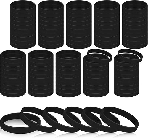 100 Pieces Blank Rubber Bracelets Sport Elastic Band, Ssolid Color Silicone by SpecializeinSolarLight