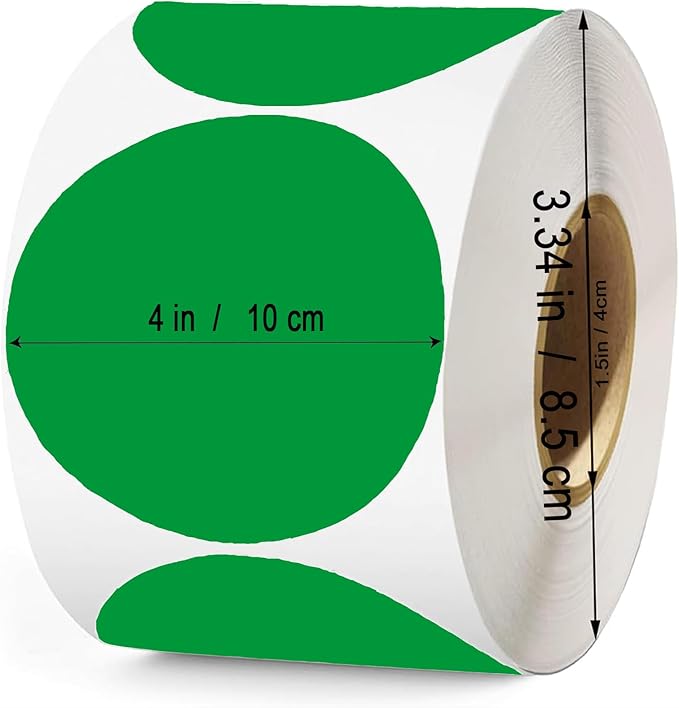 4 Inch Large Green Circle Thermal Labels, Self-Adhesive Round Inventory Stickers - Image 2