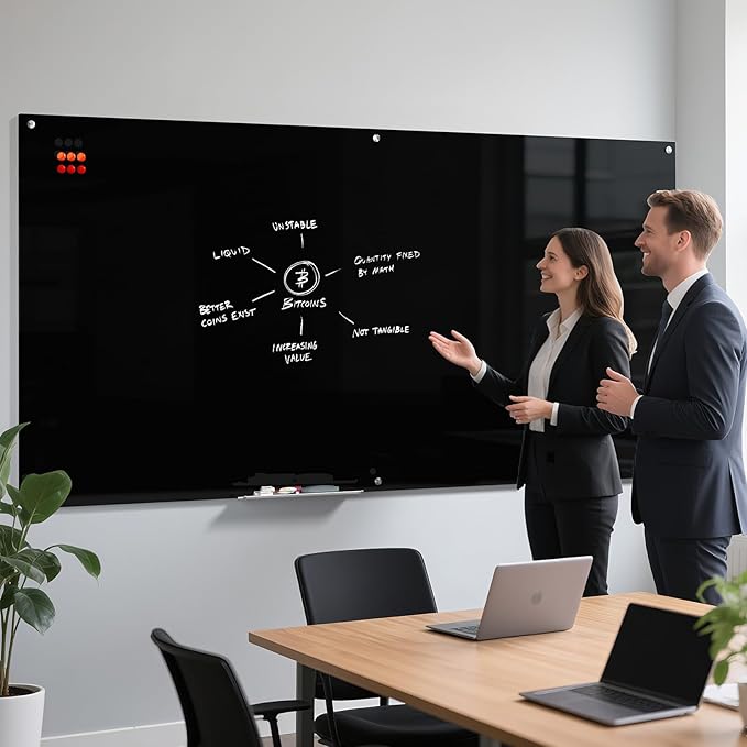 MaxGear Glass White Boards 96x48 Inches, Wall Mounted Magnetic Dry Erase Board - Image 2