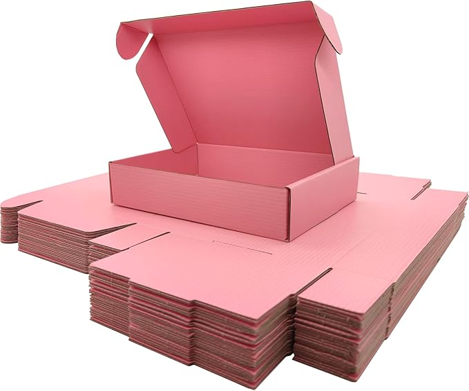 Small Pink Shipping Boxes for Small Business Pack of 25-9x6x2 inches Cardboard by Lmuze
