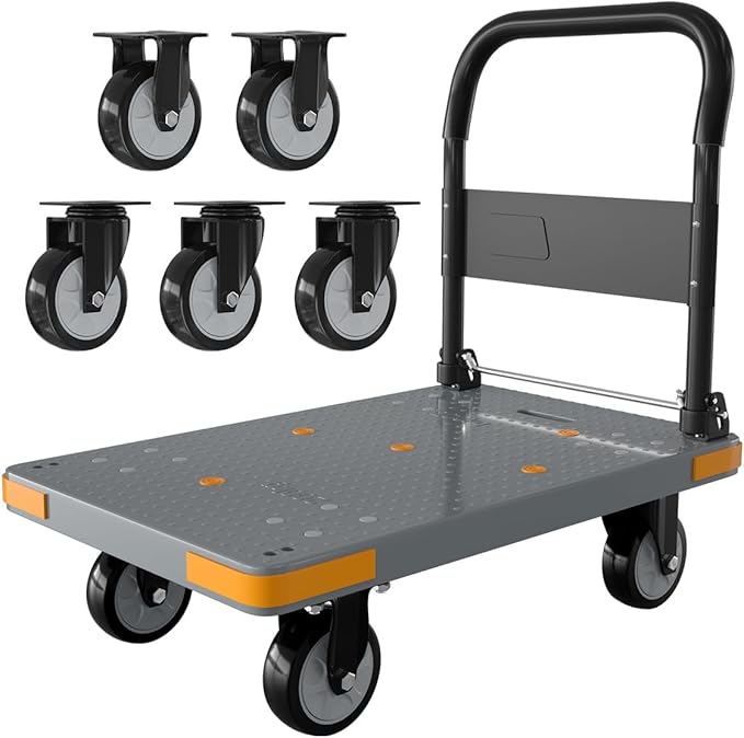 WUD Push Cart, Folding Mobile Platform Trolley, Thickened and Reinforced by WUD