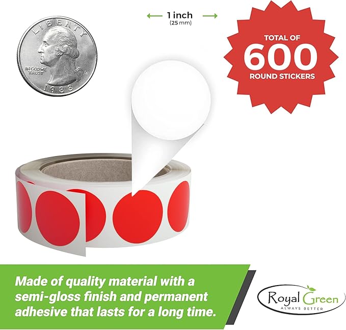 Royal Green Round Labels 1 Inch - Image 2