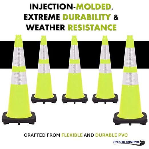 64 Pack 36" Inch Lime Traffic Safety Cones - Image 6