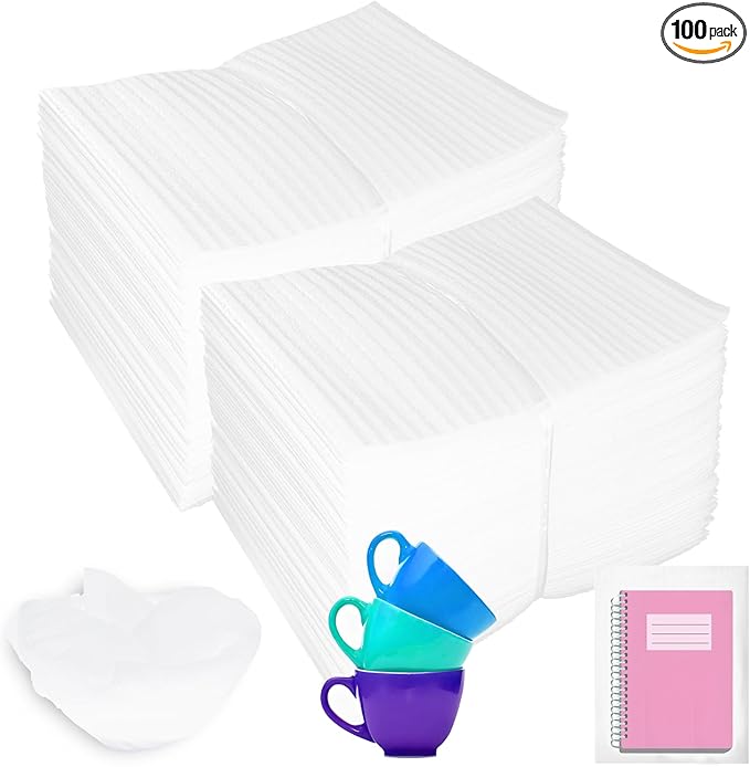 100 Pack 6''x8'' Cushion Foam Pouches, Moving Supplies by High-PQ