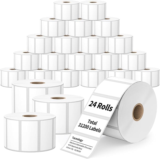 Tacnology 24 Rolls 2" X 1" Direct Thermal Labels by Tacnology