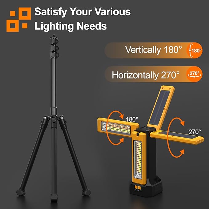 13200mAh Rechargeable Solar Work Light, IPX4 Waterproof - Image 5