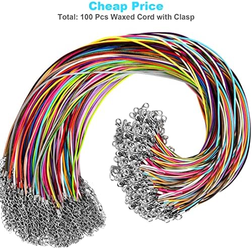 100Pcs Leather Necklace Cord with Clasps, Rope Necklace String, 25Color Necklace Cords for Pendants, 19.7" Premium Necklace Chains for Jewelry Making Supplies, 1.5mm Waxed Necklace Bracelet Cord DHOOZ - Image 2