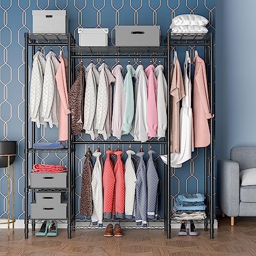 Garment Rack Heavy Duty Clothes Rack for Hanging Clothes,Metal Garment Rack,Freestanding Clothing Rack,Adjustable Custom Closet Rack,54" L x 13.8" W x 75.8" H, Max Load 750LBS,Black - Image 2