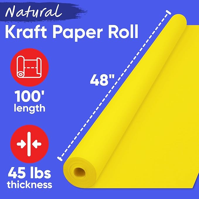 USA Made 48" x 1200" Yellow Kraft Paper Roll, 45 lbs Thickness, American - Image 2