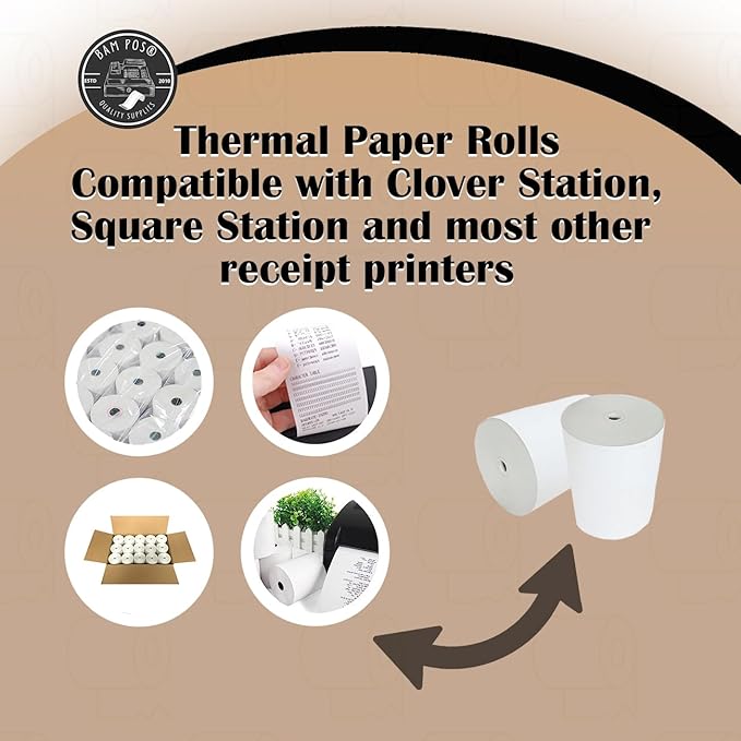 BAM POS 3 1/8" x 190' Thermal Receipt Paper Rolls - Image 4
