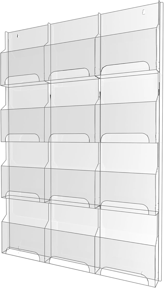 Nalwort Acrylic Brochure Pamphlet Holder, 12 Magazine Holders, Trifold Flyer by Nalwort