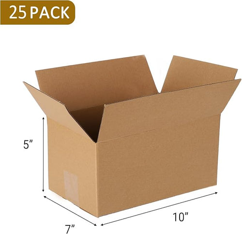 25 pack Shipping Boxes 10x7x5 inch Cardboard Box Mailers, Kraft Corrugated - Image 2