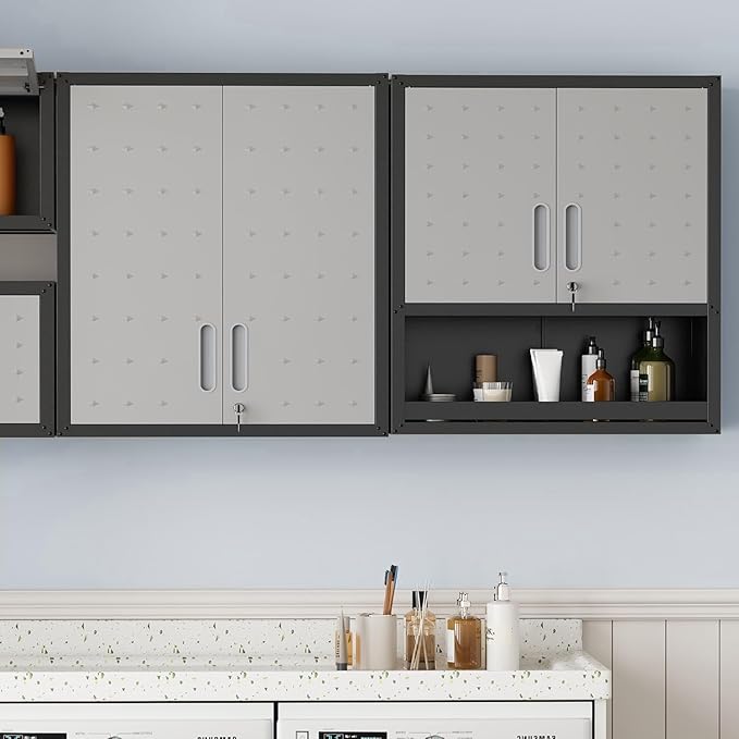 Metal Garage Wall Cabinet with Lock, Wall Mounted Metal Storage Cabinets with - Image 6