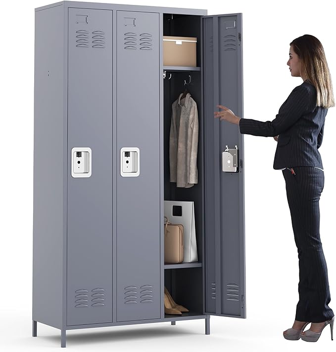 3 Doors Locker Storage Cabinet, Metal Locker by BIZOEIRON