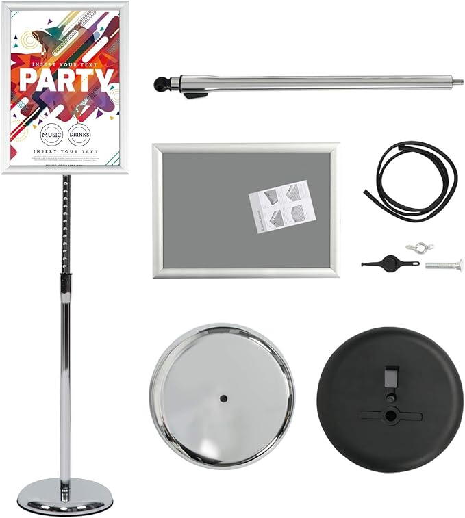 Pedestal Poster Stand, Adjustable Aluminum 11 x 17 Floor Standing Holder - Image 5