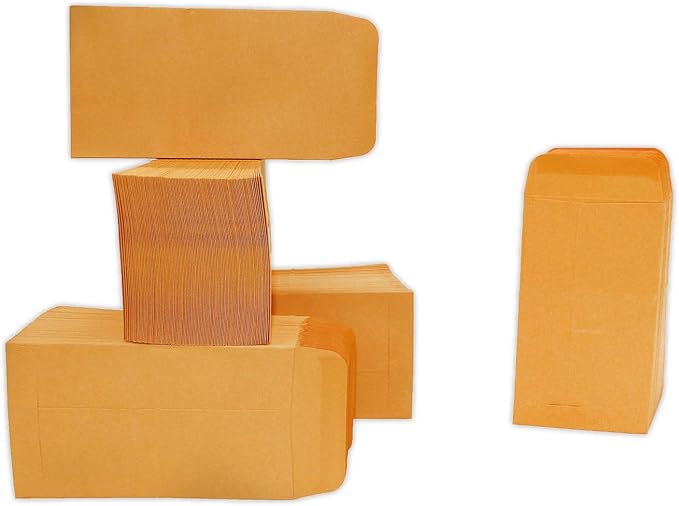 500 PCS #7 Coin Envelopes, 3.5 x 6.5 inches Brown Kraft Envelopes Classic Small - Image 9