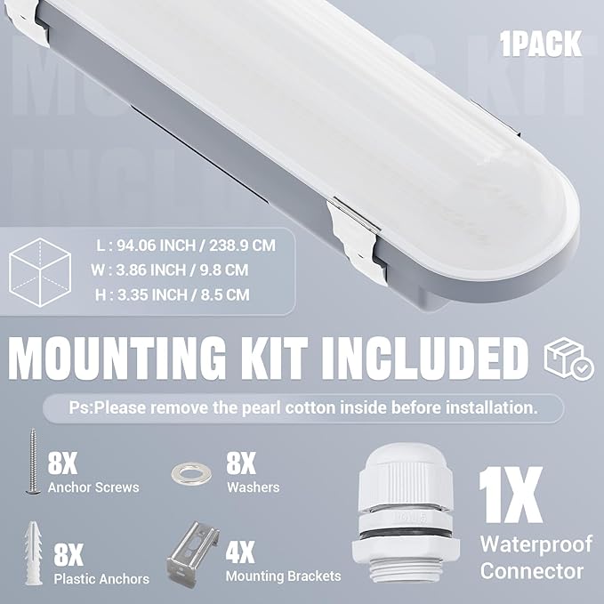 JTT 8FT LED Vapor Tight Light 120/100/80W Tunable, 18000lm LED Vapor Proof - Image 8