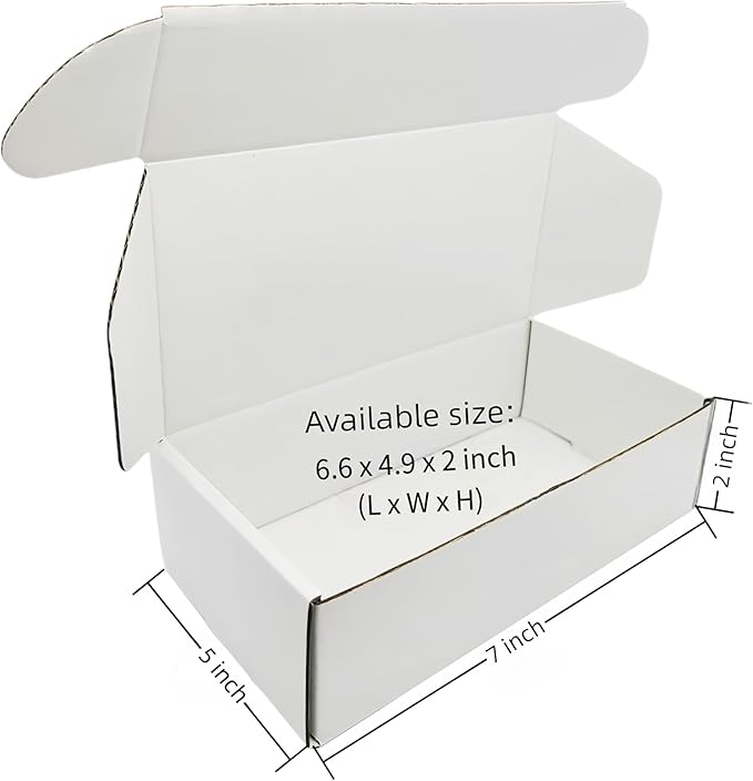 7x5x2 inch Small White Mailers Boxes Recyclable Corrugated Gift Box - Image 2