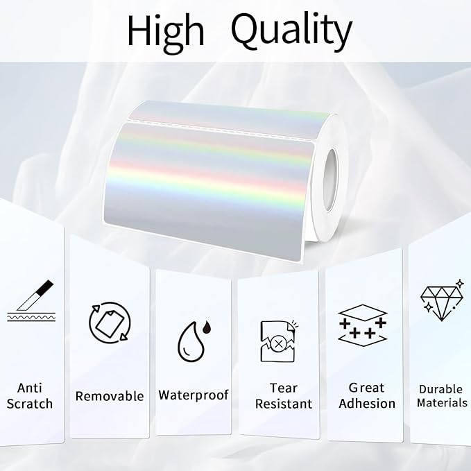 2x4 Inch Holographic Thermal Labels, Self-Adhesive Glitter Thermals Printer - Image 3