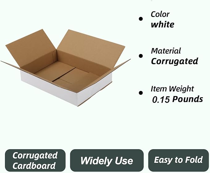 CRUGLA 9x6.5x1.75 White Shipping Boxes Set of 40 - Image 5