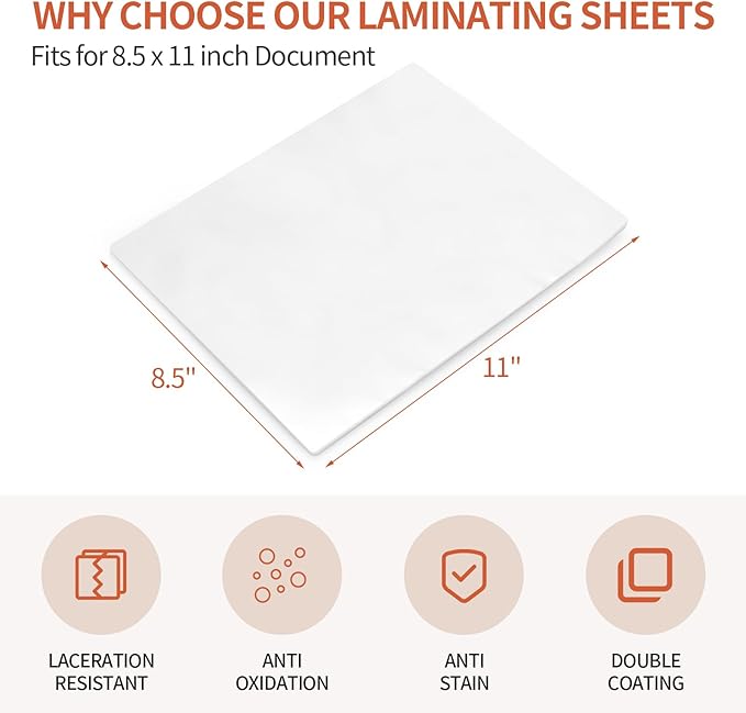 Anti-Static Thermal Laminating Pouches 9x11.5 Inches, Holds 8.5 x 11 Inch Sheets - Image 3