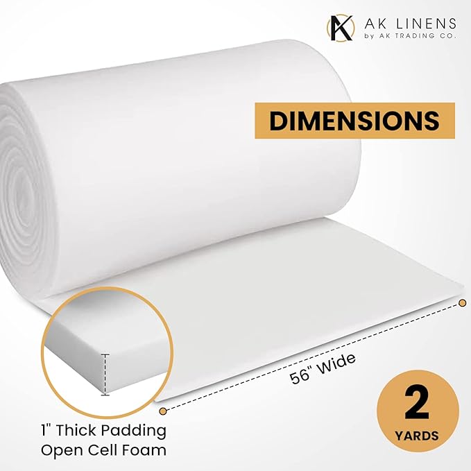 AK Trading CO. 1” Thick Open Cell Upholstery Foam Padding – 56” Wide – by The - Image 2