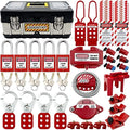 Lockout Tagout Kit - Clamp-On Circuit Breaker Lockout, Group Lockout Hasps, Lockout Tag, Universal Multi- Pole Breaker with Tool Box by SAFBY