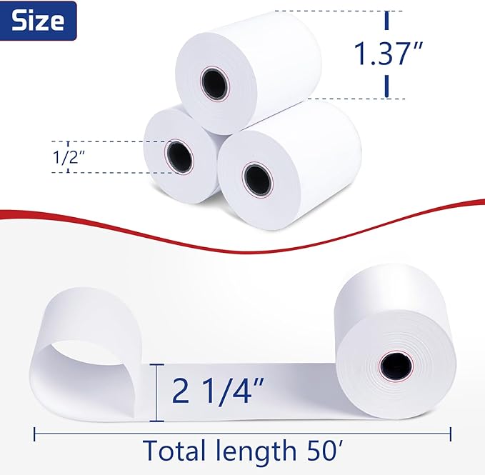 Premium 2 1/4 x 50 Thermal Paper Rolls - Image 2